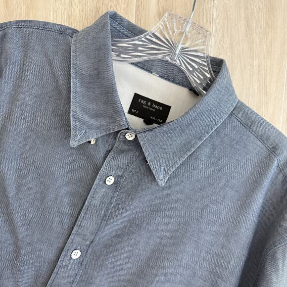 Rag & Bone Shirt Men 2XL Slim Fit 2 Blue Chambray Button Down Collared Preppy - Picture 3 of 13